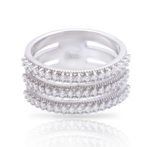 טבעת כסף אלמנט שלוש רצועות