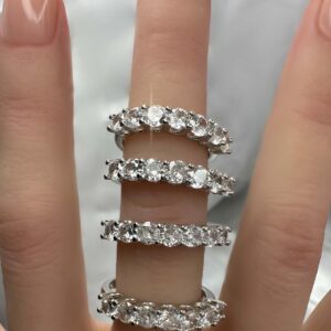 טבעת כסף זירקונים עגולים בינוניים