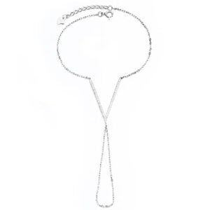 צמיד טבעת V משובץ זירקונים מכסף