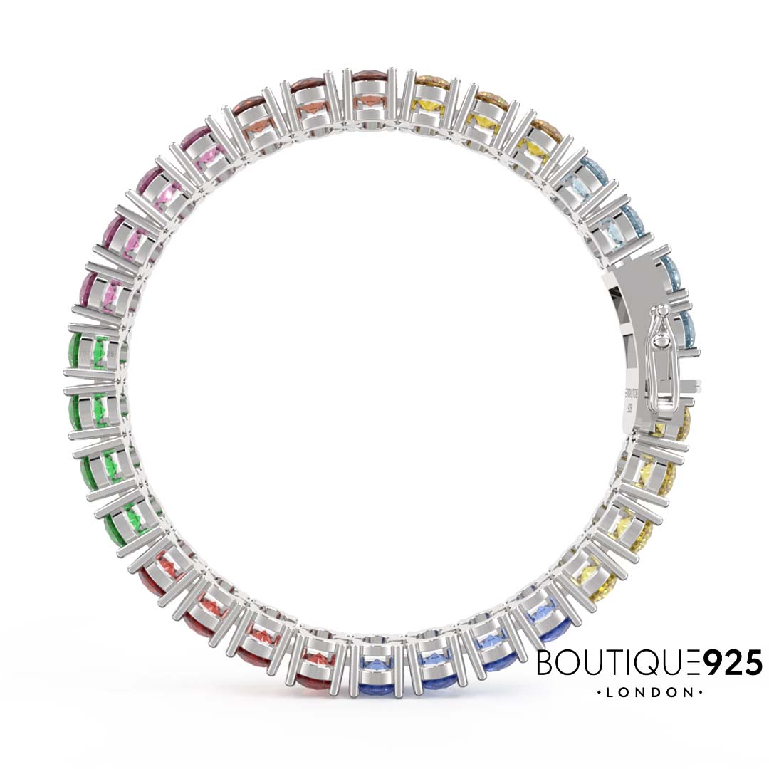 צמיד טניס צבעוני- צמיד טניס ריינבו - צמיד טניס ריינבואו - צמיד כסף צבעוני