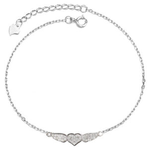 צמיד כסף לב עם כנפיים