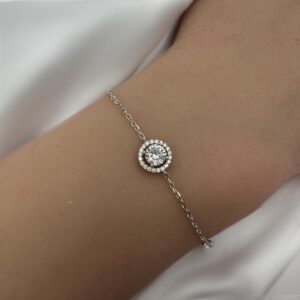 צמיד סוליטר מכסף עם שיבוץ צדדי