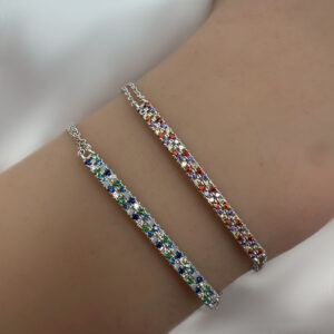 צמיד שורה רחב שיבוץ צבעוני