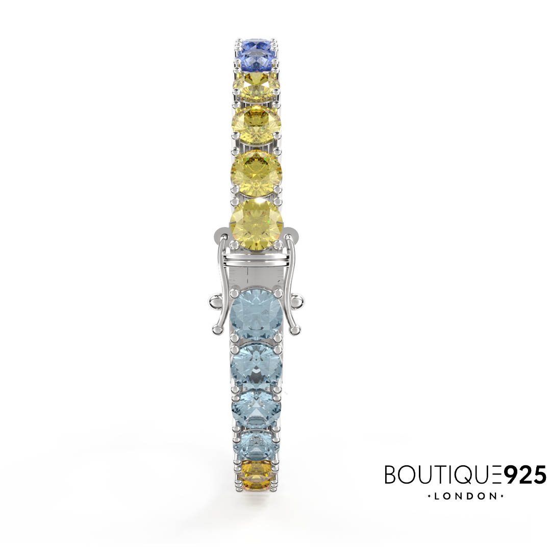 צמיד צבעוני טניס - טניס צבעוני - כסף 925 - צמיד כסף