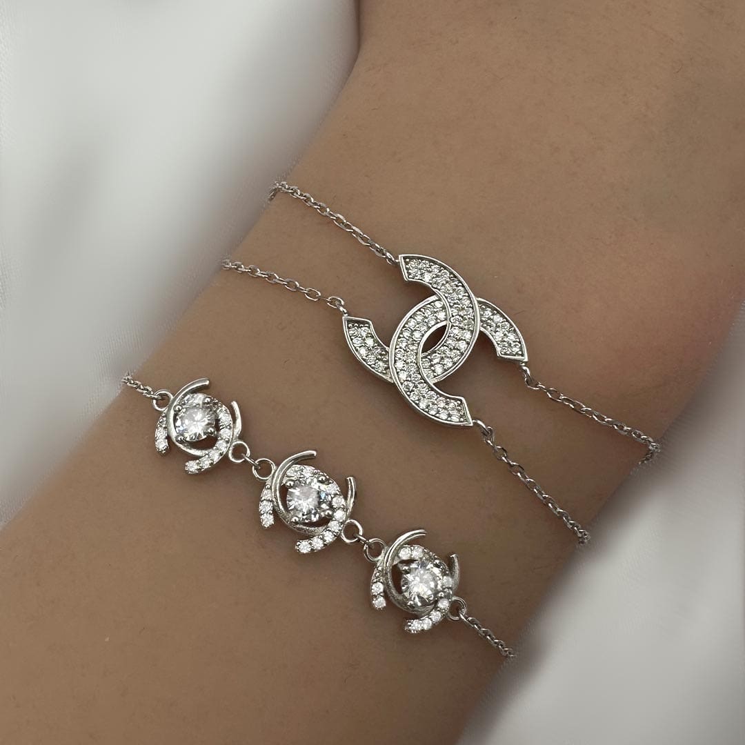 צמיד רצועות כפולות - צמיד אינפינטי - צמיד כסף 925 -צמידי כסף - צמיד מכסף