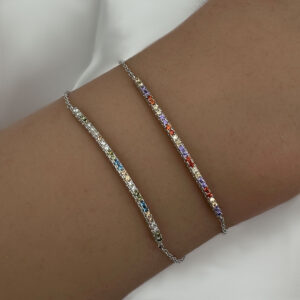 צמיד שורה דק שיבוץ צבעוני