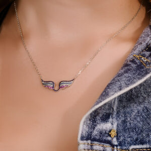 שרשרת כנפיים מקולקציית ריינבו משובצים בזירקונים צבעוניים