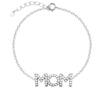 צמיד MOM משובץ בזירקונים מכסף 925