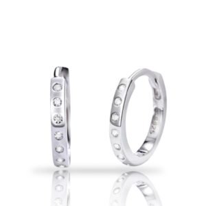 עגילי כסף חישוק גדול משובץ