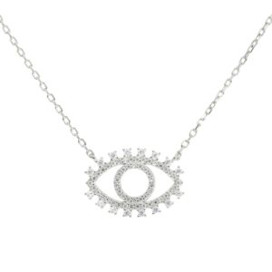 שרשרת כסף עין בינונית מעוטרת זירקונים
