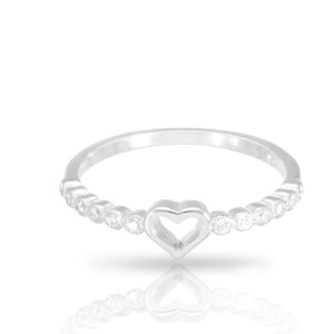 טבעת כסף לב חלול קטן