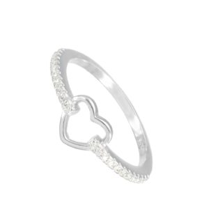 טבעת כסף לב חלול גדול