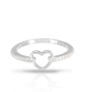 טבעת כסף לב חלול גדול