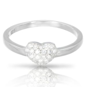 טבעת כסף לב מנופח