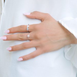 טבעת כסף לבבות