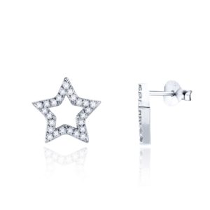 עגילי כסף כוכב חלול צמודים