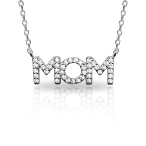 שרשרת MOM קטנה משובצת זירקונים