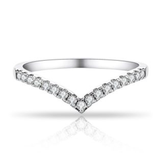 טבעת V שיבוץ עבה מכסף 925