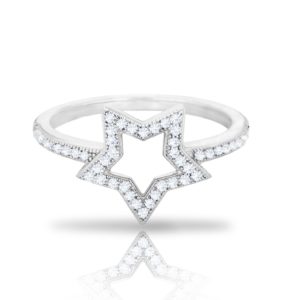 טבעת כסף כוכב חלול