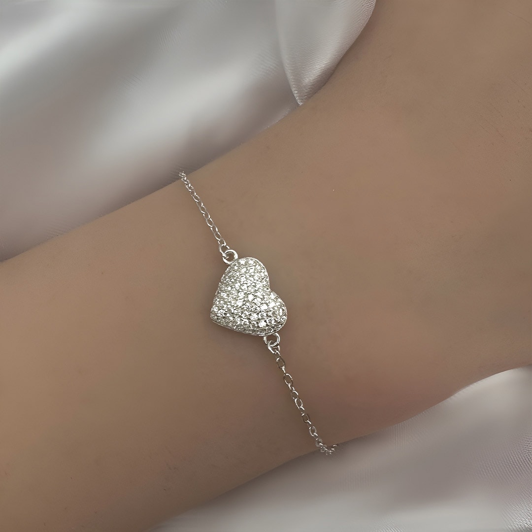 צמיד לב - צמיד לב כסף - לב מכסף - כסף 925 HQ