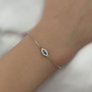 צמיד עין קטנה שיבוץ כחול מכסף 925