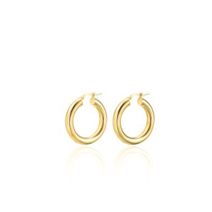 עגילי כסף חישוק חלול קטן ציפוי זהב