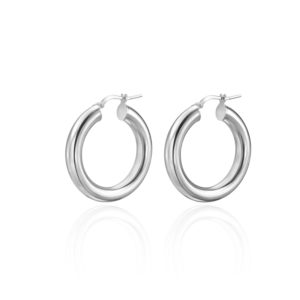 עגילי כסף חישוק חלול בינוני