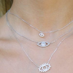 צ'וקר עין קטנה שיבוץ שקוף מכסף 925