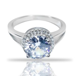 טבעת כסף סוליטר משולב