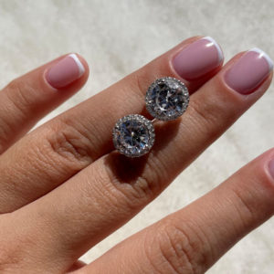 עגילי סוליטר מכסף 925