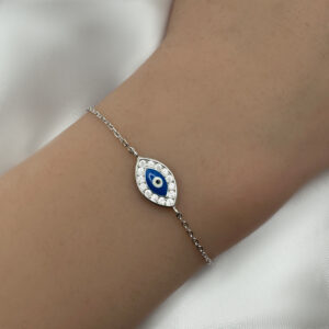 צמיד עין כחולה מכסף