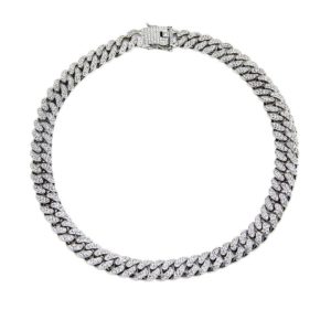 שרשרת גורמט משובצת זירקונים צבע כסף לגבר