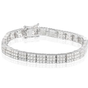 צמיד טניס כסף עם שלוש שורות זירקונים לאישה – רויאל