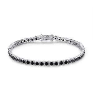 צמיד טניס דק זירקונים עגולים שחורים