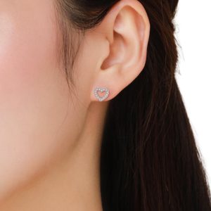 עגילי לב חלול קטן מכסף