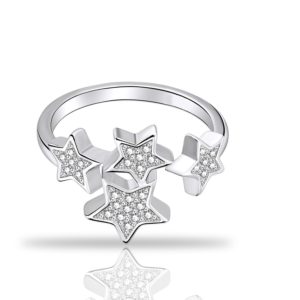 טבעת כסף שובל כוכבים גמישה