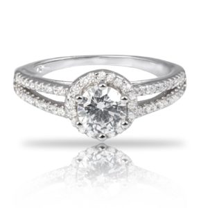 טבעת כסף סוליטר משולב יוקרתי