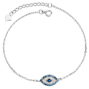 צמיד כסף עין הרע שיבוץ כחול