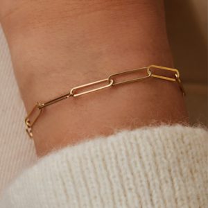 צמיד חוליות חלולות בצבע זהב