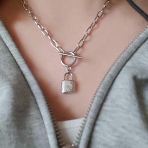 שרשרת מנעול אהבה בצבע כסף