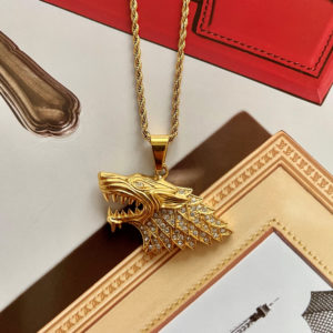 שרשרת זאב House Stark משובצת זירקונים