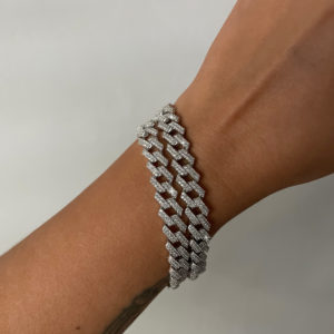 צמיד גורמט קובני משובץ מכסף 925 טהור