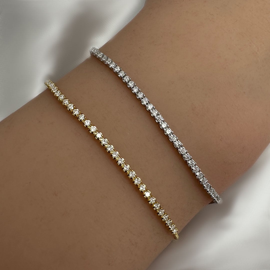 צמיד טניס דק - צמיד טניס קטן - צמיד טניס דק - צמיד דק טניס - צמיד טניס כסף