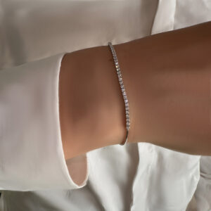 צמיד טניס בייסיק שיבוץ דק מציפוי זהב וכסף 925