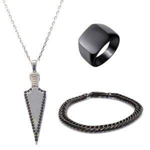 סט Darkness שרשרת צמיד וטבעת