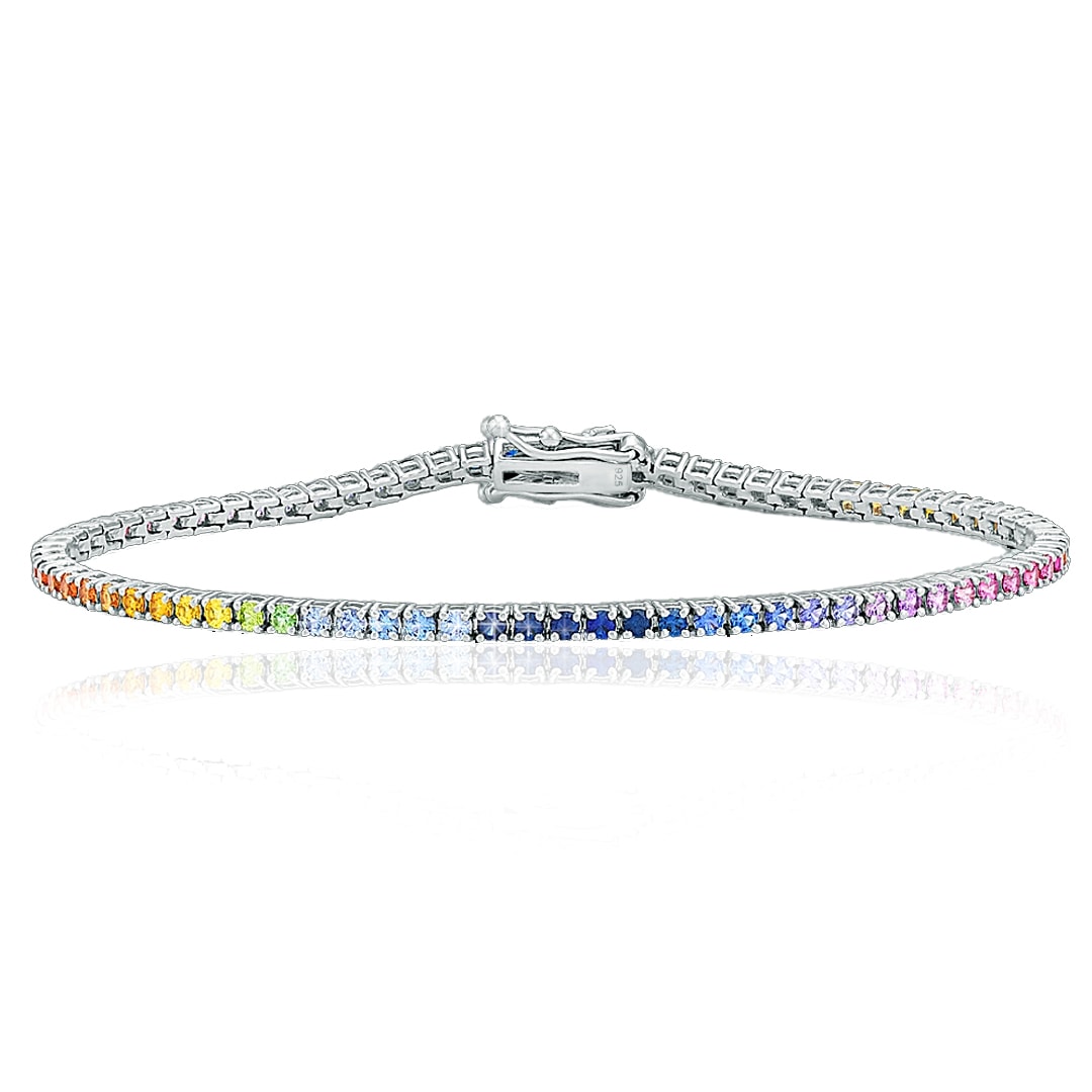 WB7145P1Boutique925-צמיד משובץ זירקונים צבעוניים ריינבו- בוטיק 925