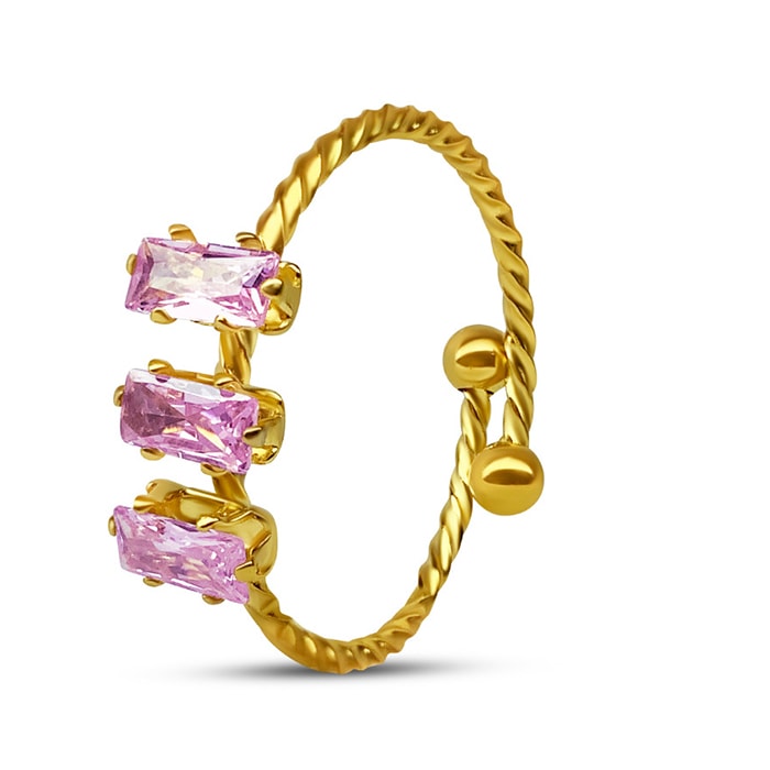 טבעת פינקי טריו - טבעת בגטים - טבעת ורודה - טבעת בגטים - טבעת זהב - טבעות זהב - טבעת בגטים