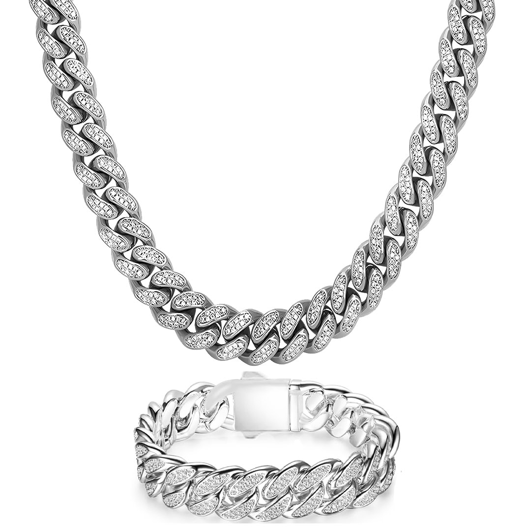 סט אייס - צמיד אייס - שרשרת אייס - שרשראות אייס - תכשיטי אייס - שרשרת אייס לגבר - שרשראות אייס לגבר - שרשרת גורמט משובצת