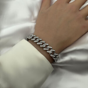 צמיד גורמט דק משובץ זירקונים לגבר