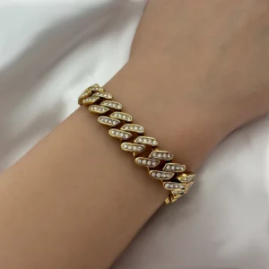 צמיד גורמט דק לגבר ציפוי זהב 18K